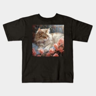 Sleepy Siberian Cat Kids T-Shirt